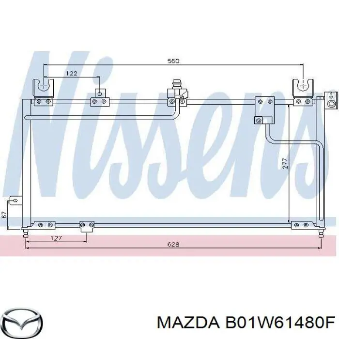 Радіатор кондиціонера B01W61480F Mazda