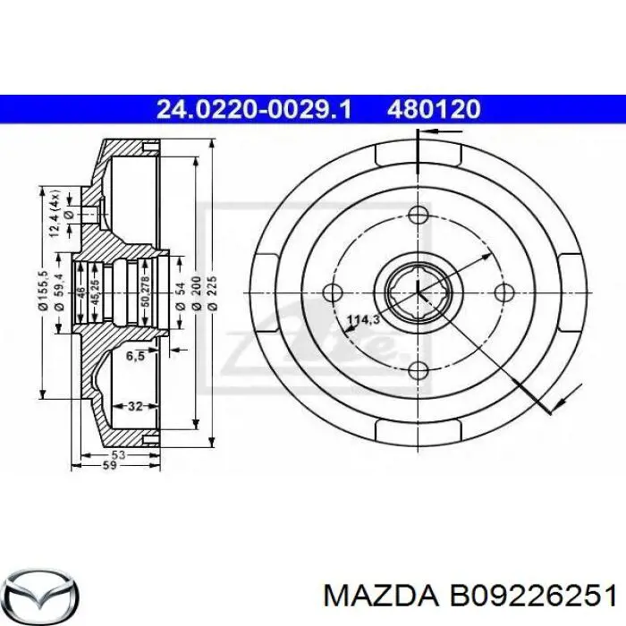 B09226251 Mazda Барабан гальмівний задній