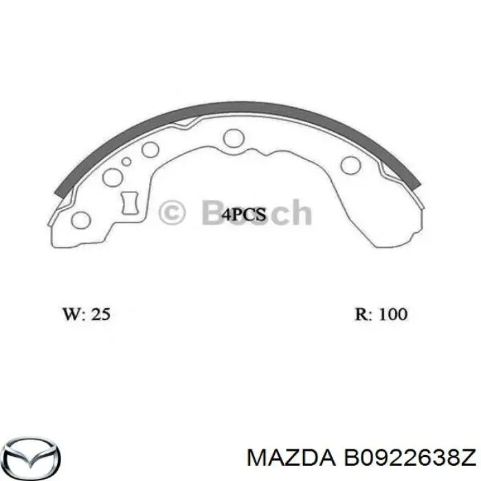 Колодки гальмові задні, барабанні Mazda B0922638Z ціна, від 14.19 USD