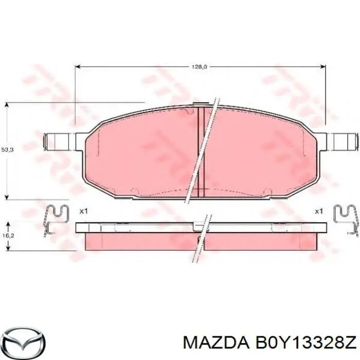 Купити B0Y13328Z Mazda Колодки гальмівні передні, дискові
