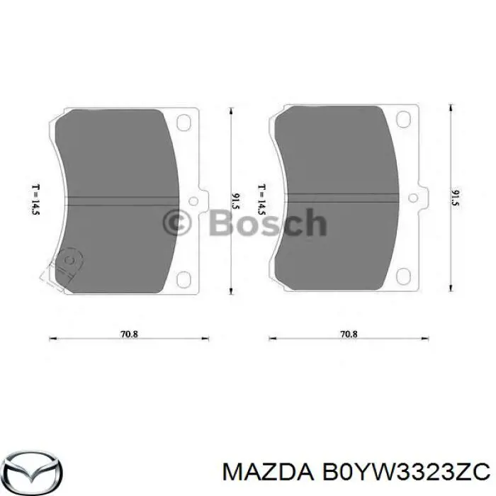 Гальмівні колодки Mazda B0YW3323ZC ціна, від 15.20 USD