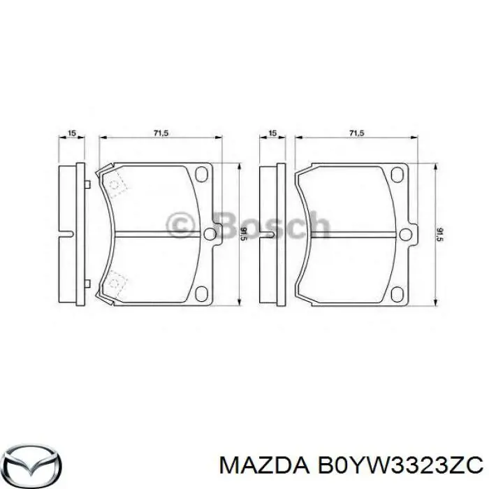 Купити B0YW3323ZC Mazda Колодки гальмівні передні, дискові
