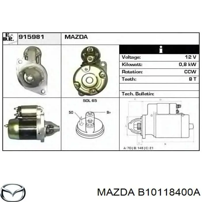 Стартер KY0218400 Hyundai/Kia