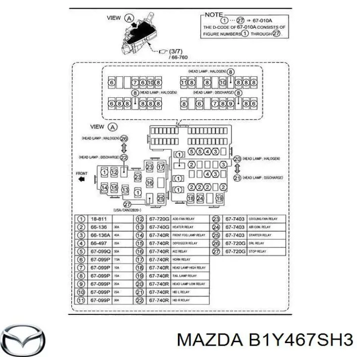 Купити B1Y467SH3 Mazda Роз'єм (фішка) фари