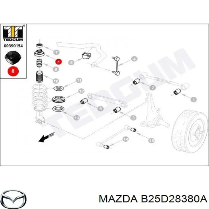 Купити B25D28380A Mazda Опора амортизатора заднього, правого