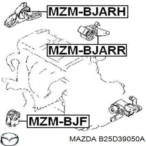 B25D39050A Mazda подушка (опора двигуна, передня)