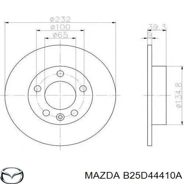 Трос ручного гальма задній, правий B25D44410A Mazda