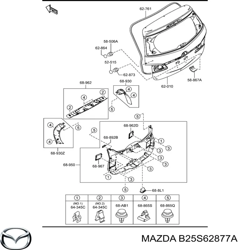 Купити B25S62877A Mazda Буфер двері багажника