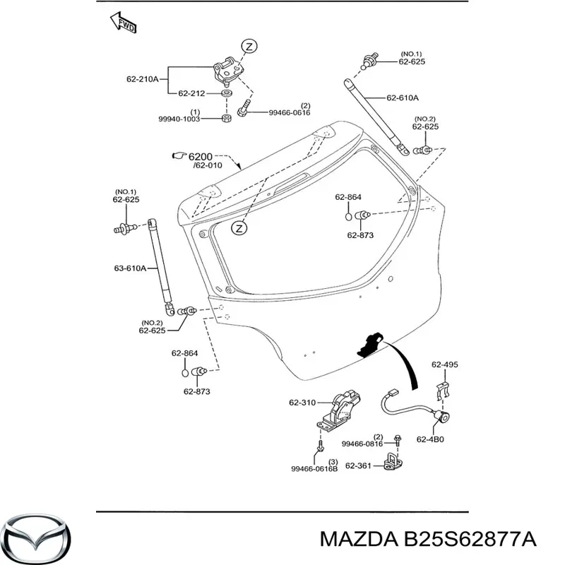 Буфер-відбійник 5-ї двері/ кришки багажника на Mazda 2 (DY)