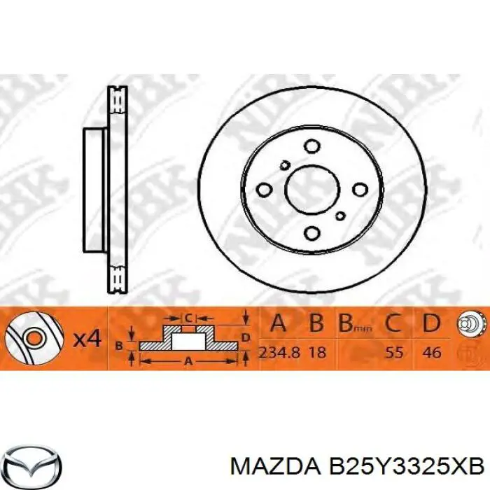 Диск переднього гальма Mazda B25Y3325XB ціна, від 25.64 USD