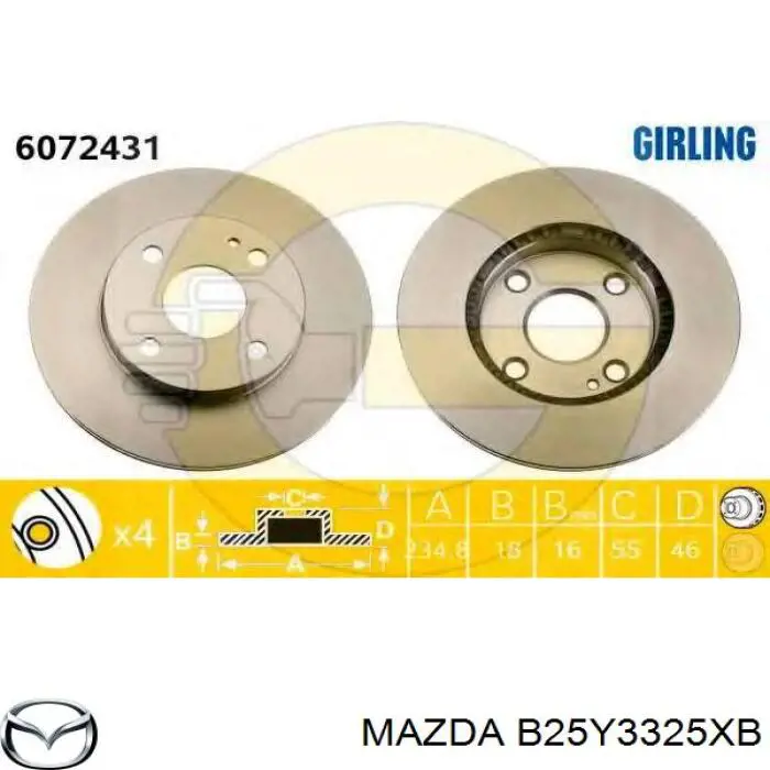 Диск переднього гальма Mazda B25Y3325XB ціна, від 25.64 USD