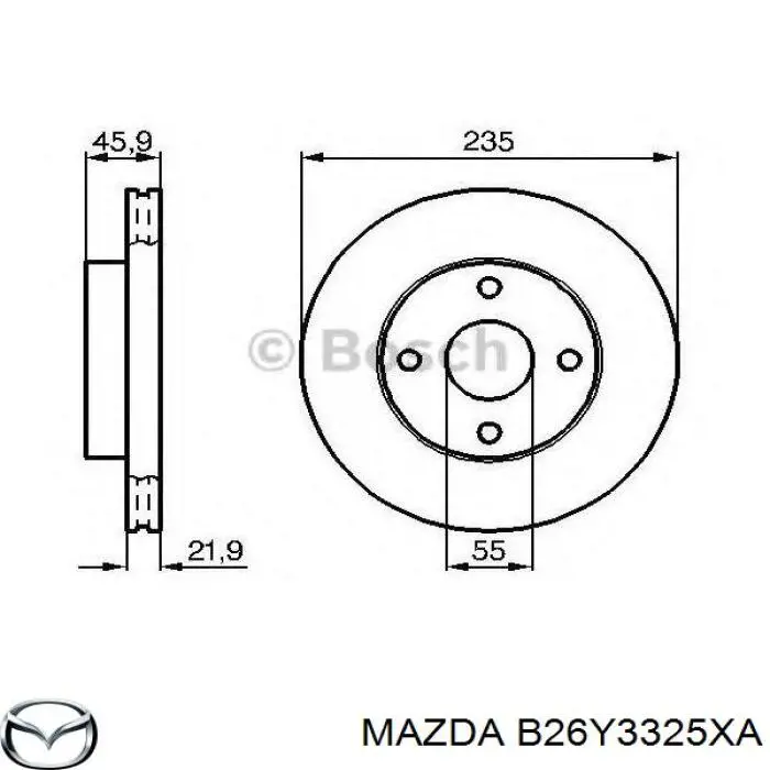 Диск переднього гальма Mazda B26Y3325XA ціна, від 25.30 USD