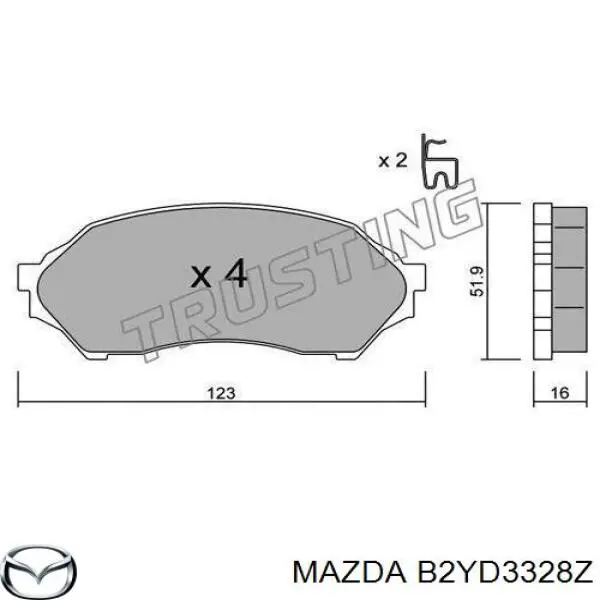 Купити B2YD3328Z Mazda Колодки гальмівні передні, дискові