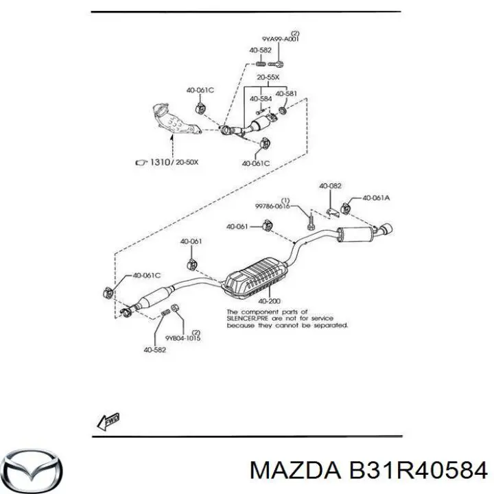 Купити B31R40584 Mazda Шпилька випускного колектора