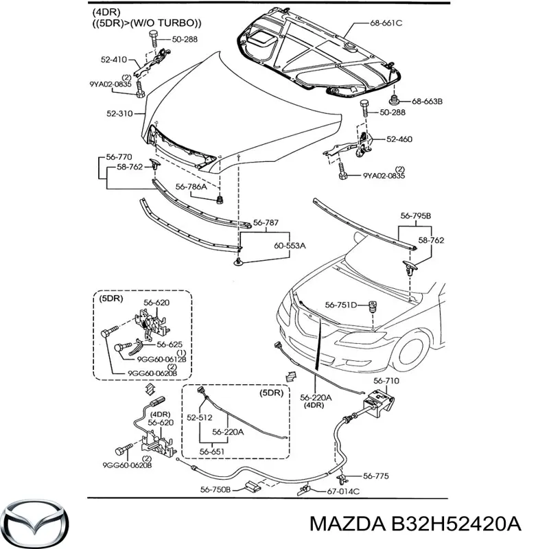 Петля капота, ліва Mazda 3 (BK12) (Мазда 3)