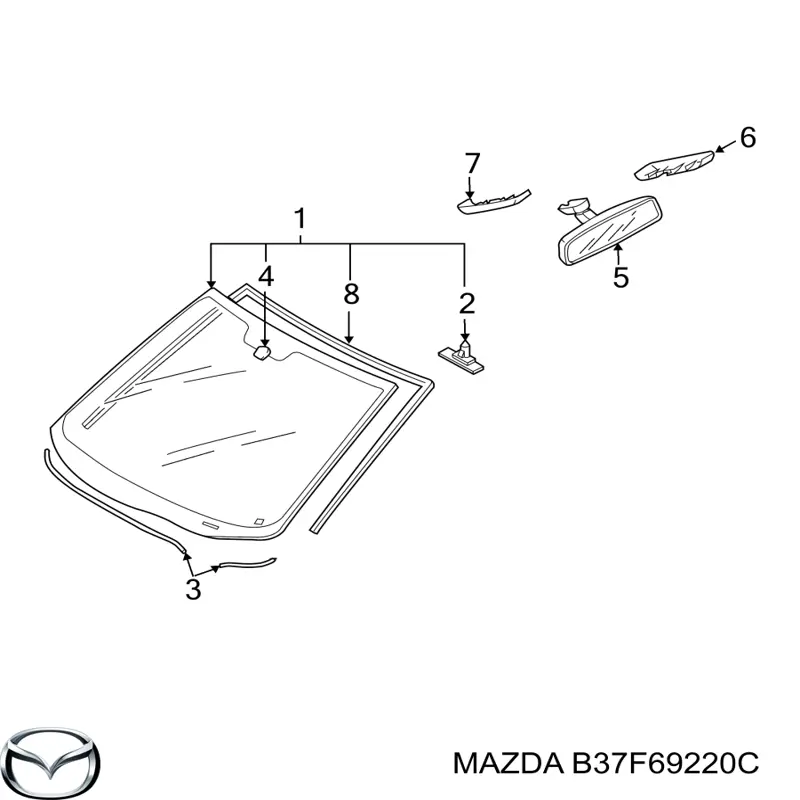 Дзеркало заднього виду в салоні Mazda B37F69220C ціна, від 16.47 USD