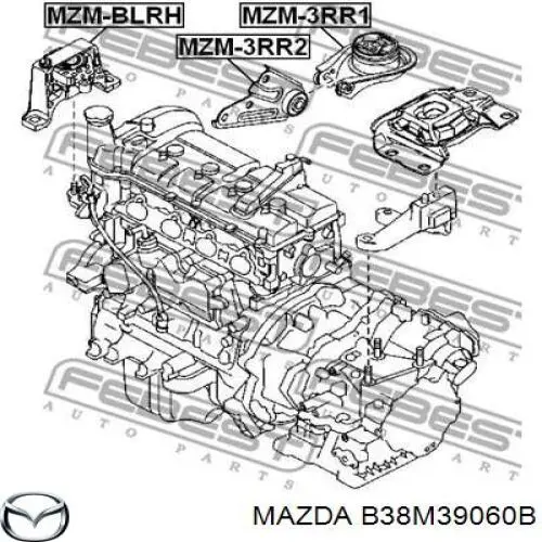 Купити B38M39060B Mazda Подушка (опора) двигуна, права