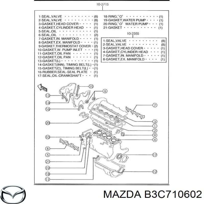 Сальник коленвала двигуна, передній Mazda B3C710602 ціна, від 3.38 USD