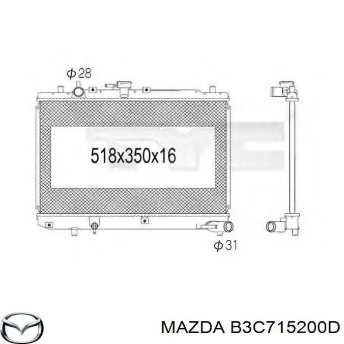 Купити B3C715200D Mazda Радіатор двигуна