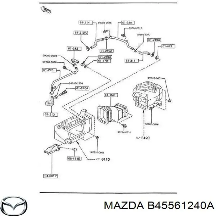 Купити B45561240A Mazda Швидкознімна муфта шлангу радіатора печі