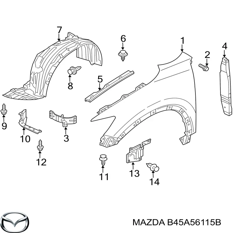 Бризковики передній, лівий Mazda 3 (BM, BN) (Мазда 3)