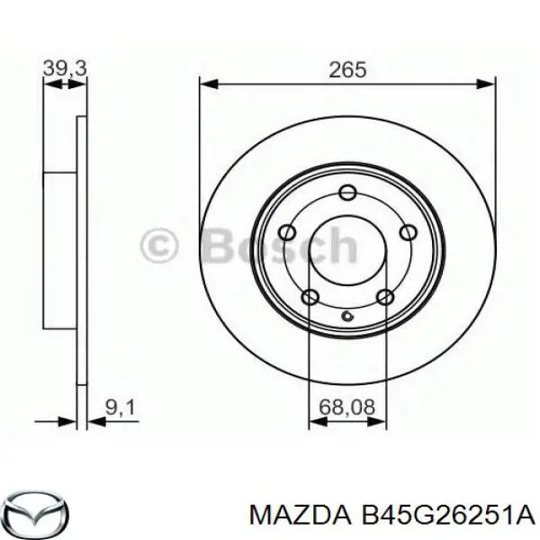 Гальмівні диски B45G26251A Mazda