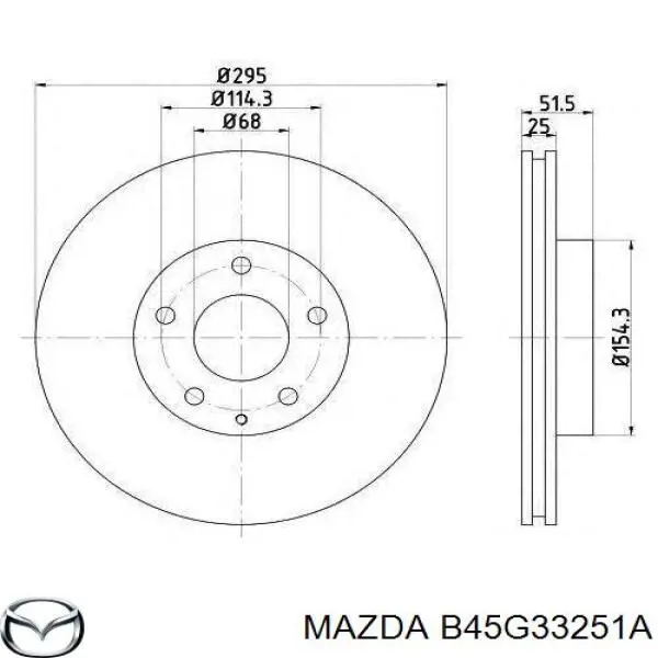 Диск переднього гальма Mazda B45G33251A ціна, від 47.58 USD