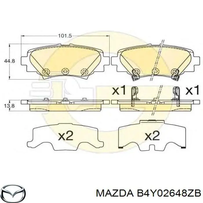 Задні гальмівні колодки B4Y02648ZB Mazda