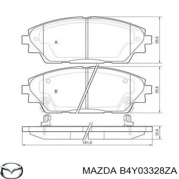 Колодки гальмівні передні, дискові B4Y03328ZA Mazda