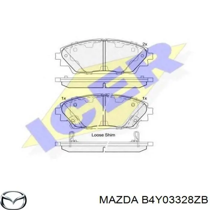 Колодки гальмівні передні, дискові B4Y03328ZB Mazda