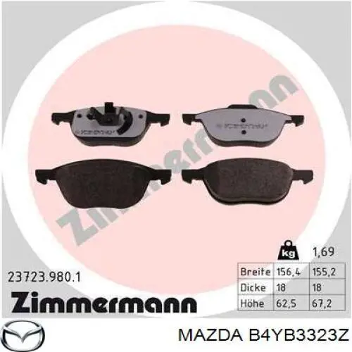 Гальмівні колодки Mazda B4YB3323Z ціна, від 22.47 USD