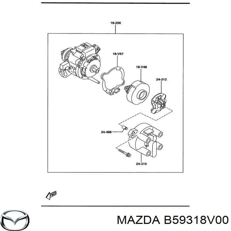 Кришка розподільника запалювання/трамблера B59318V00 Mazda