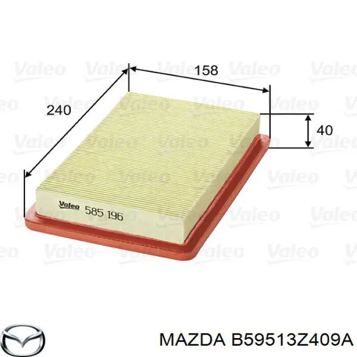 Елемент повітряного фільтра Mazda B59513Z409A ціна, від 4.99 USD