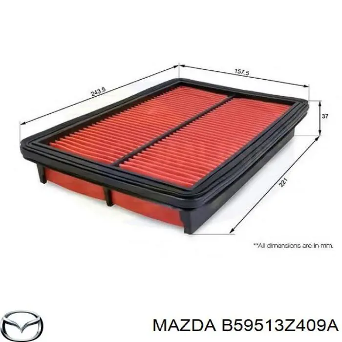 Купити B59513Z409A Mazda Автомобільний фільтр повітря