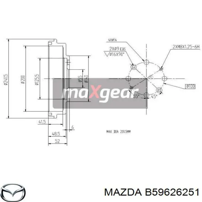 Барабан гальмівний задній Mazda B59626251 ціна, від 23.13 USD