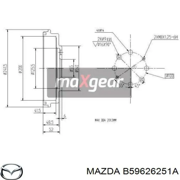 Купити B59626251A Mazda Барабан гальмівний задній