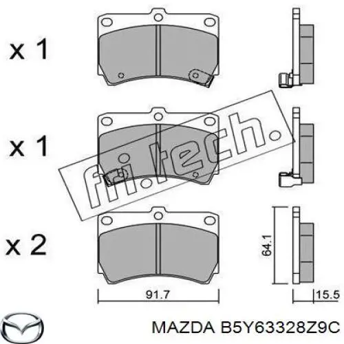 B5Y63328Z9C Mazda колодки гальмівні передні, дискові