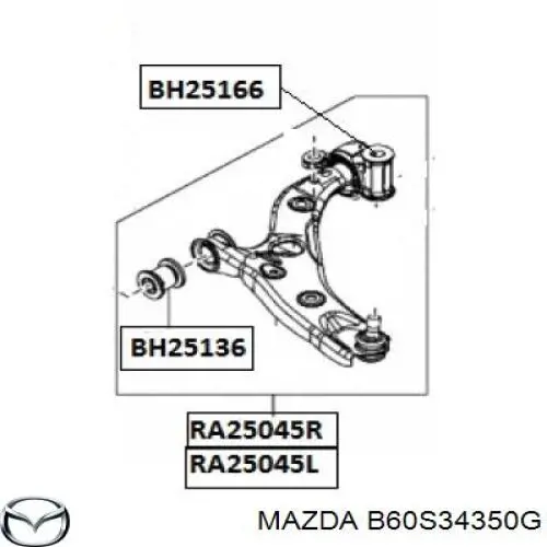 Купити B60S34350G Mazda Лівий важіль передній нижній підвіски