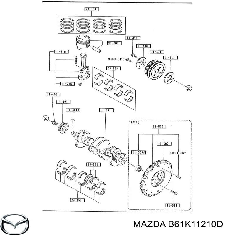 B61K11210D Mazda шатун поршня двигуна
