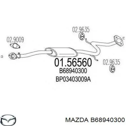 B68940300 Mazda глушник, центральна частина