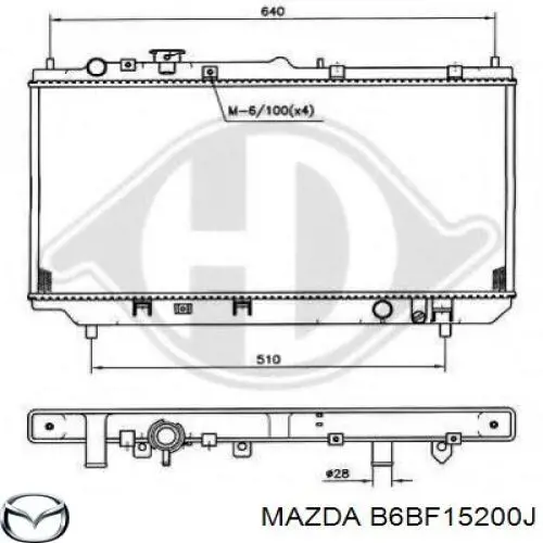 Радіатор охолодження двигуна B6BF15200J Mazda