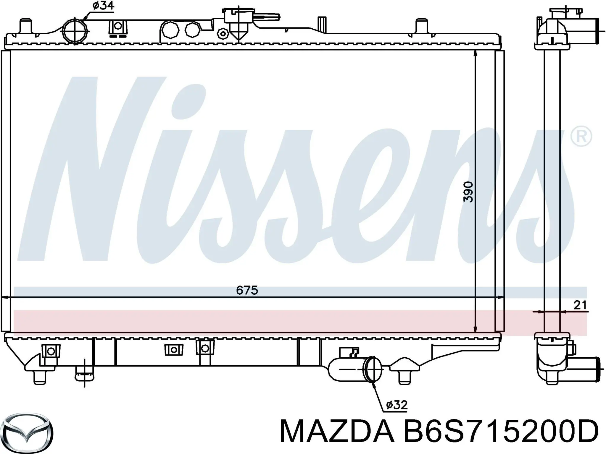 Радіатор основний Mazda B6S715200D ціна, від 40.35 USD