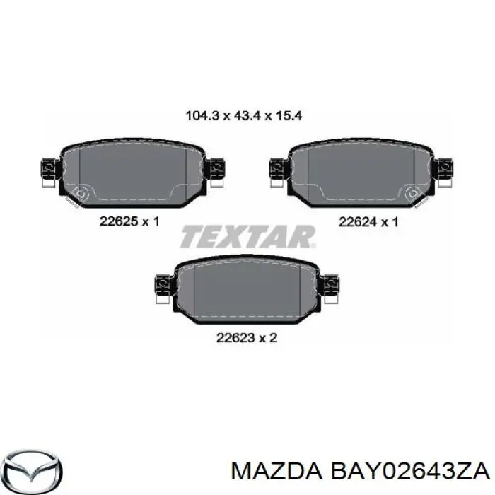 BAY02643ZA Mazda Колодки гальмівні задні, дискові