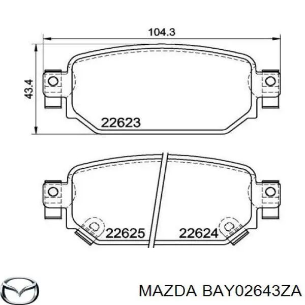 Задні гальмівні колодки BAY02643ZA Mazda