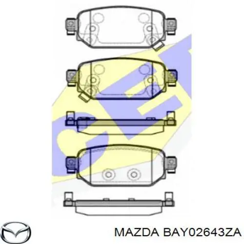 Задні гальмівні колодки Mazda BAY02643ZA ціна, від 27.59 USD