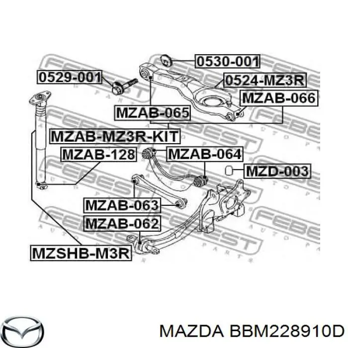 Купити BBM228910D Mazda Стійка амортизатора задня