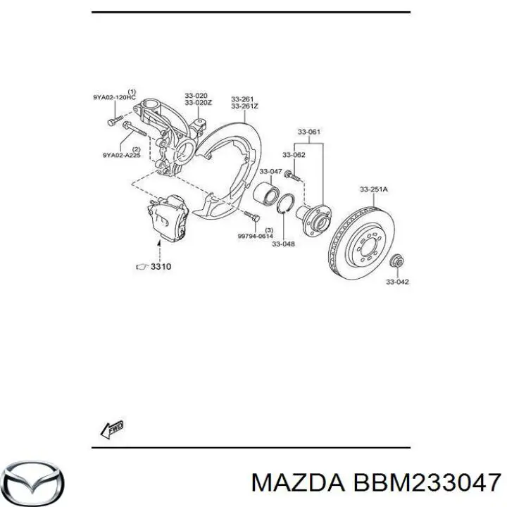 BBM233047 Mazda підшипник маточини передньої