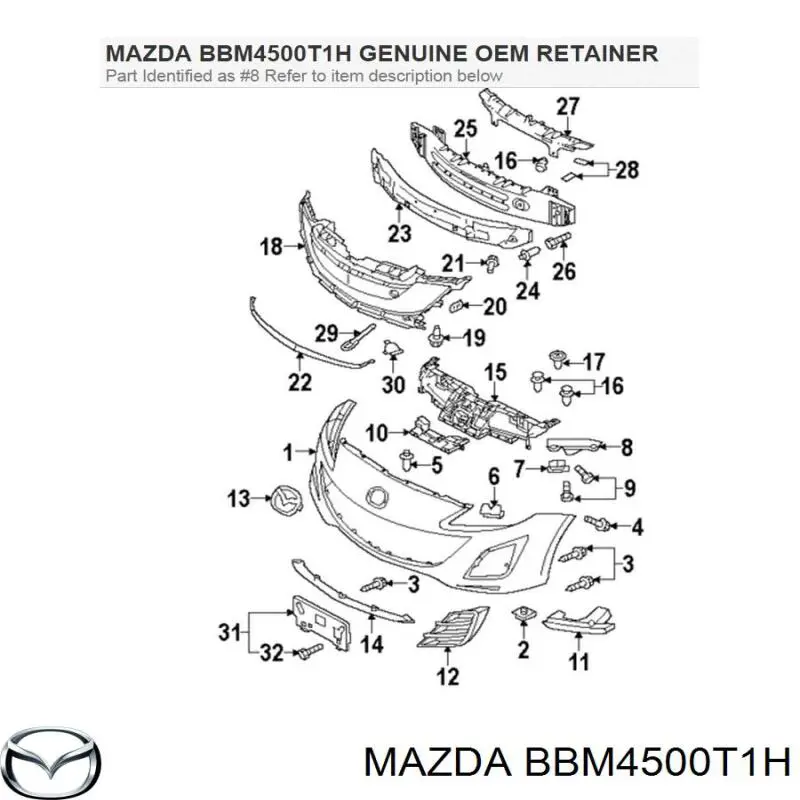 Кронштейн бампера переднього, правий Mazda 3 (BL) (Мазда 3)