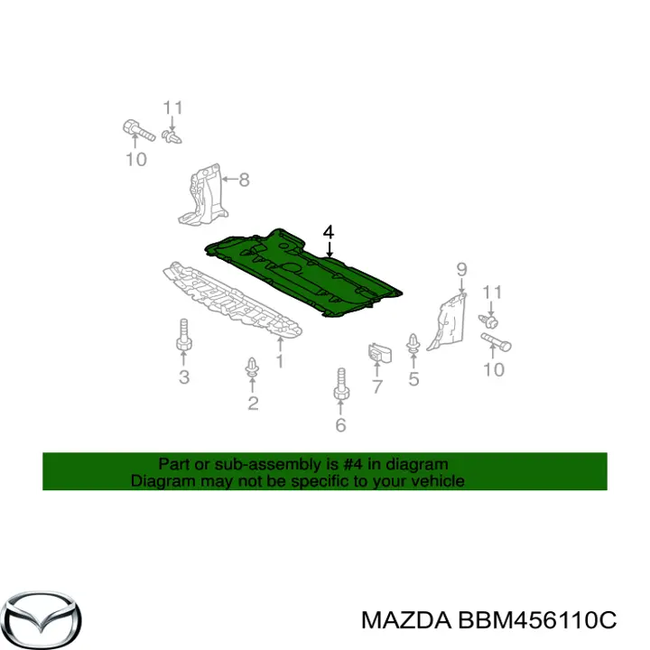 Захист моторного відсіку Mazda BBM456110C ціна, від 28.21 USD