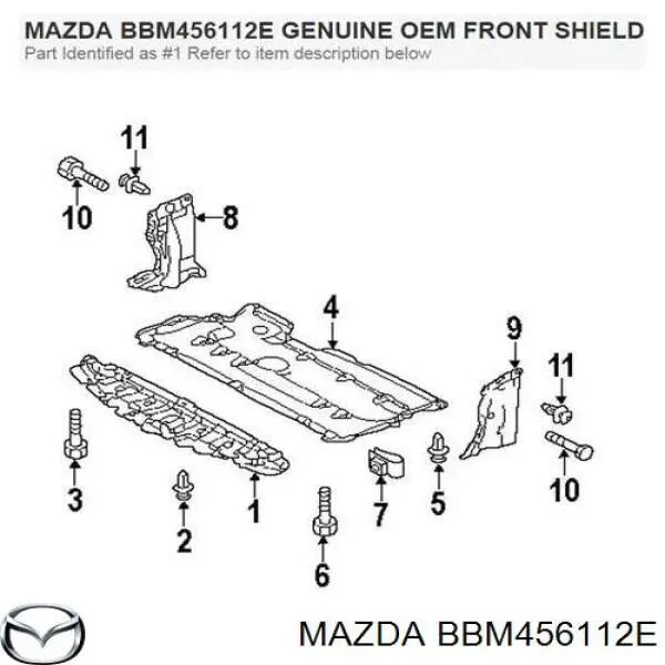 BBM456112E Mazda захист бампера переднього